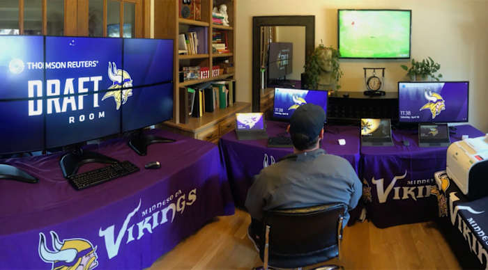 Vikings GM Rick Spielman's virtual draft room
